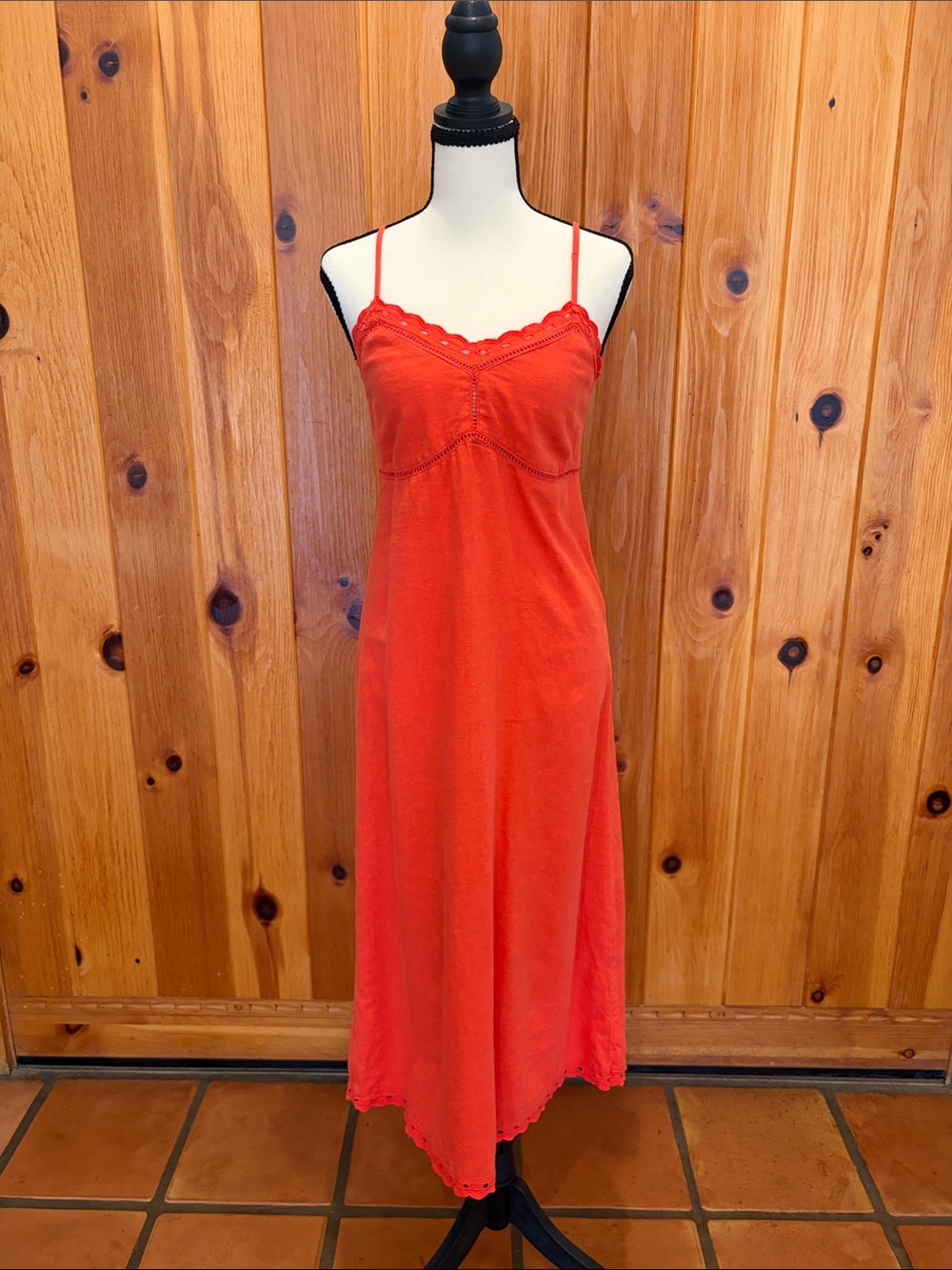 Old Navy Orange Lace Trim Midi Slip Dress Size XS